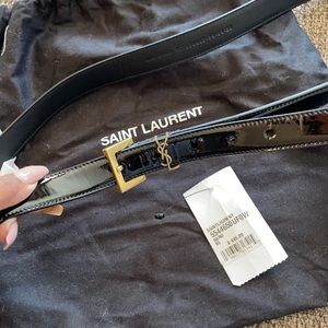 Saint Laurent Black Patent Leather Belt